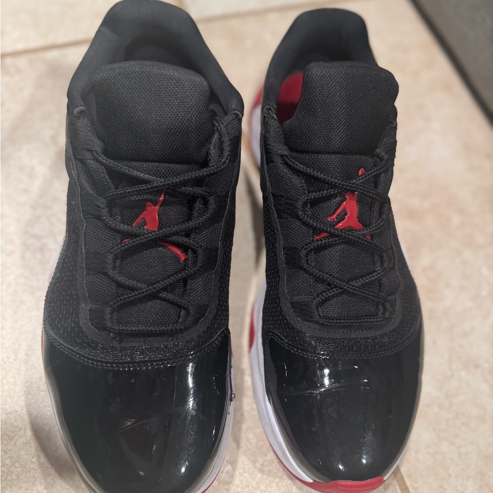 Jordan Black and Red Sneakers with Patent Leather